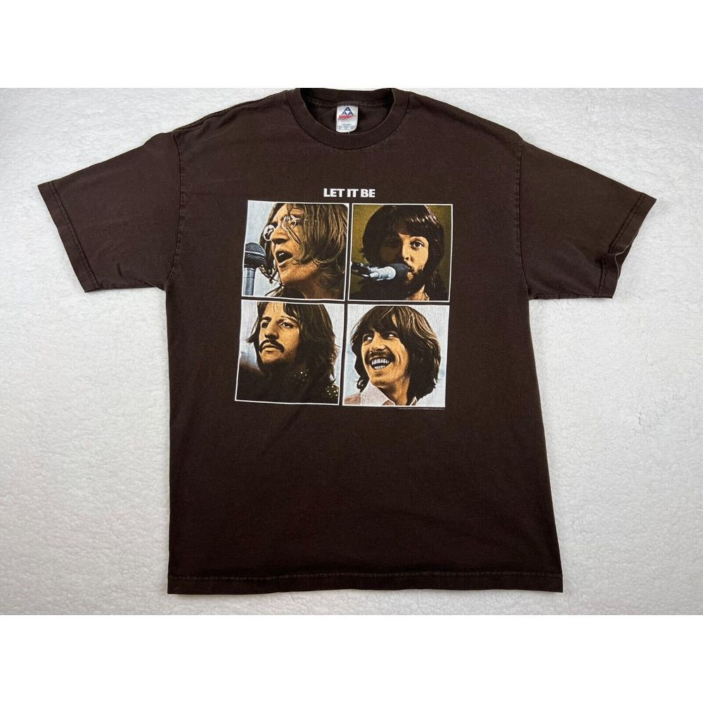 The Beatles Shirt Mens XL Let It‎ Be Y2K 2004 Apple Band Rock Folk Music
